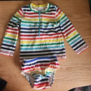 Primary rainbow stripe rash guard 12-18 month
